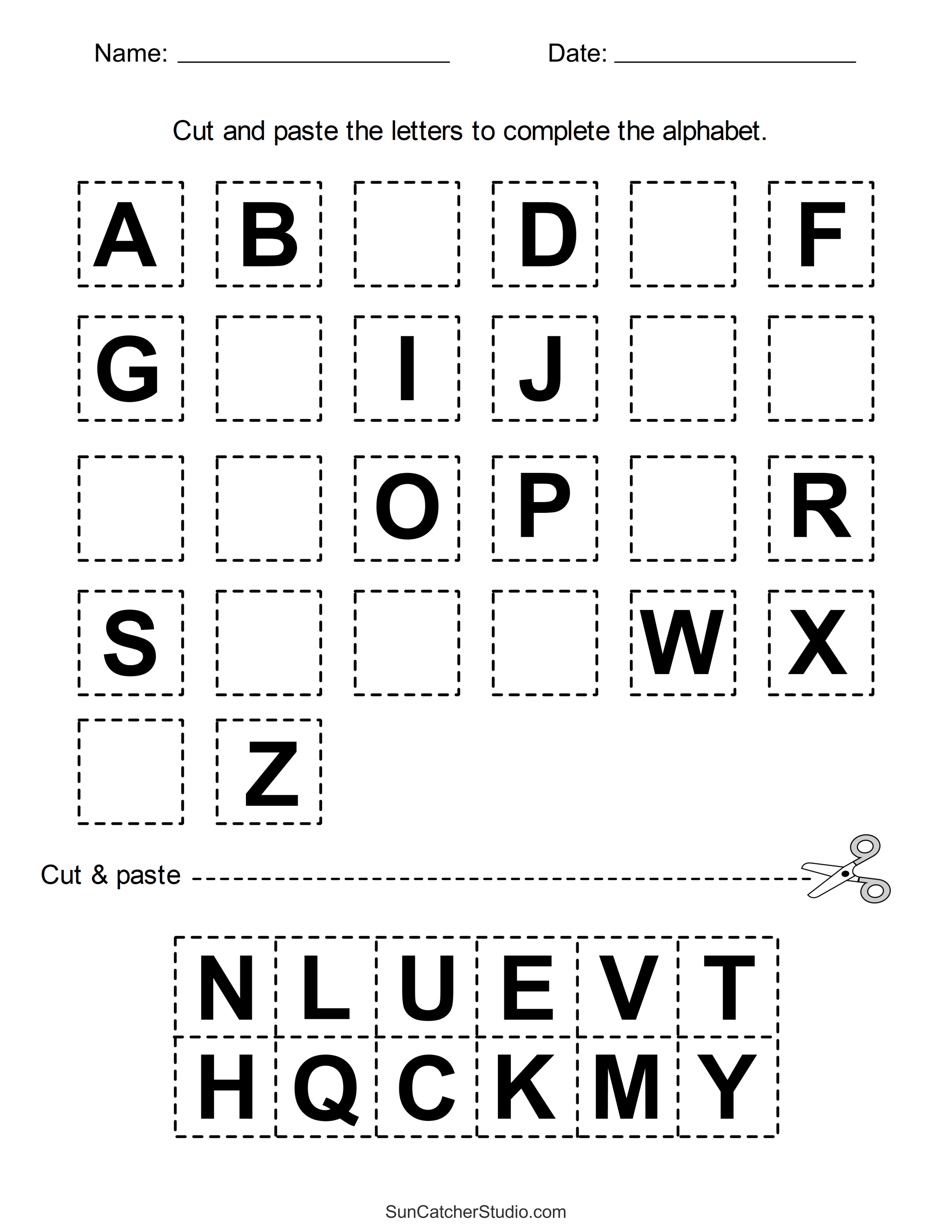 cut and paste worksheets (printable activities for kids) – free